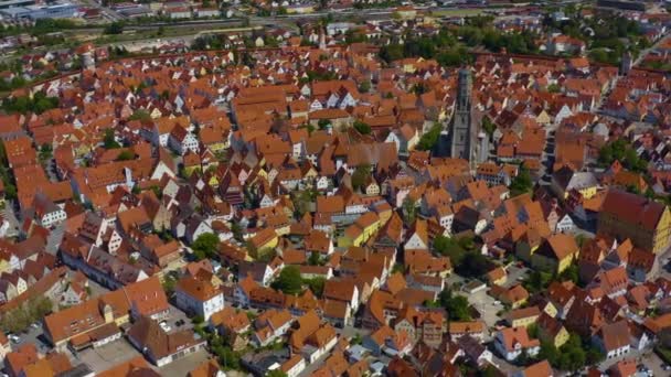 Vista Aérea Cidade Nordlingen Alemanha Baviera Dia Ensolarado Primavera Durante — Vídeo de Stock