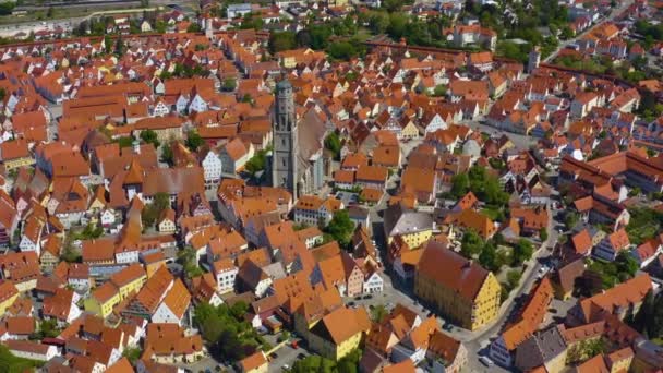 Vista Aérea Cidade Nordlingen Alemanha Baviera Dia Ensolarado Primavera Durante — Vídeo de Stock
