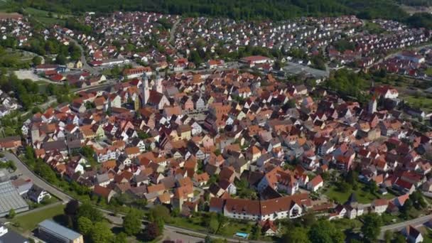 Flygfoto Över Staden Wemding Tyskland Bayern Solig Sen Eftermiddag Vårdag — Stockvideo