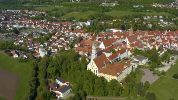 Widok Lotu Ptaka Miasto Donauworth Bayern Niemczech Bawaria Słoneczny Wiosenny — Wideo stockowe