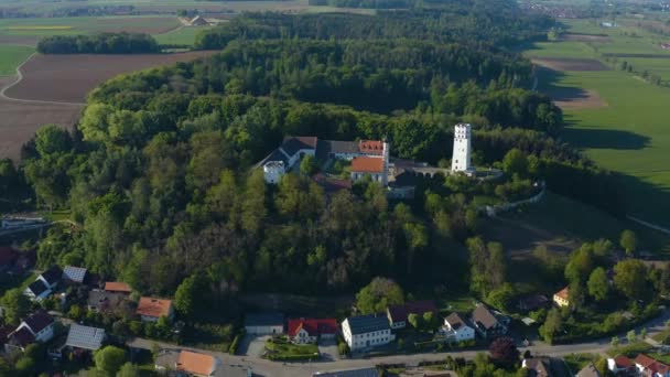 Vista Aérea Castelo Markt Fugger Alemanha Baviera Dia Ensolarado Primavera — Vídeo de Stock
