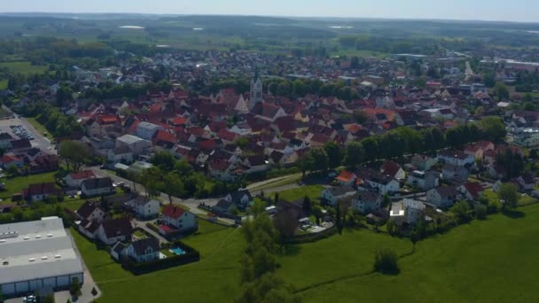 Widok Powietrza Miasto Neustadt Der Donau Niemczech Bawaria Słoneczny Wiosenny — Wideo stockowe
