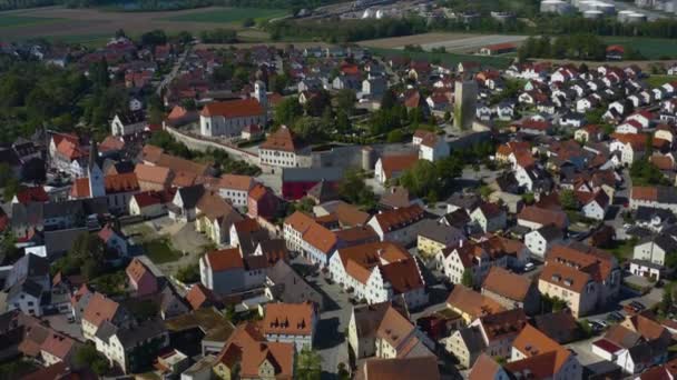 Luchtfoto Van Stad Vohburg Der Donau Duitsland Beieren Een Zonnige — Stockvideo