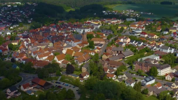 Uitzicht Stad Buchen Duitsland Zonnige Dag Het Voorjaar — Stockvideo