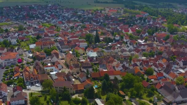 Aeriel Pohled Město Elsenfeld Německu Slunečného Jarního Dne Během Uzamčení — Stock video