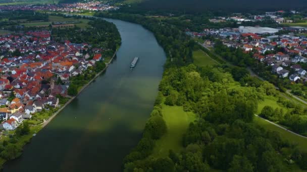 Letecký Pohled Město Sulzbach Main Německu Oblačného Jarního Dne — Stock video