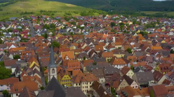 Vista Aeriel Cidade Thungersheim Main Alemanha Dia Ensolarado Primavera Durante — Vídeo de Stock