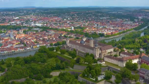 Vue Aérienne Ville Wurzburg Allemagne Par Une Journée Ensoleillée Printemps — Video