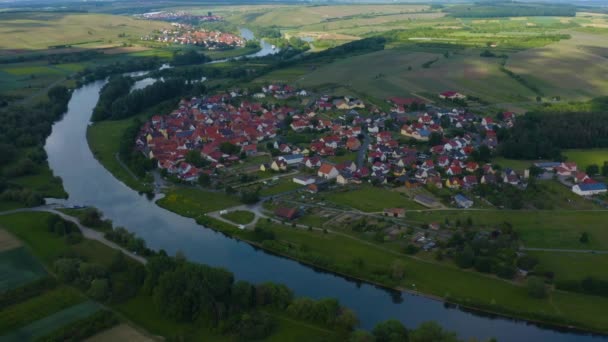 Widok Lotu Ptaka Wieś Fahr Niemczech Słoneczny Dzień Wiosną Podczas — Wideo stockowe