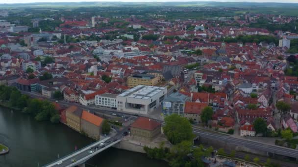 Aeriel Utsikt Över Staden Schweinfurt Tyskland Solig Dag Våren Coronavirusets — Stockvideo