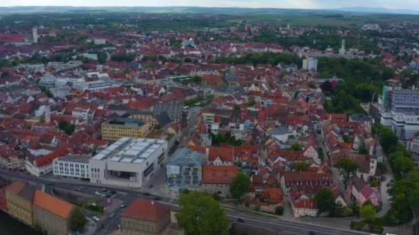 Aeriel View City Schweinfurt Germany Sunny Day Spring Coronavirus Lockdown — Stock Video