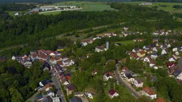 Aeriel Vista Del Villaggio Adelsheim Germania Una Giornata Sole Primavera — Video Stock