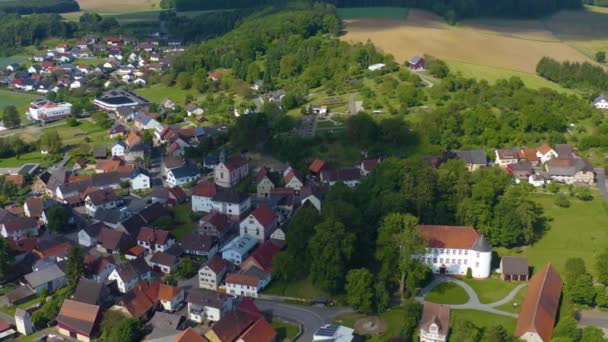 Lkbaharda Güneşli Bir Günde Almanya Eberstadt Köyünün Aeriel Manzarası Koronavirüs — Stok video