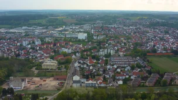 Вид Повітря Місто Сенден Німеччині Баварія Сонячного Весняного Дня Під — стокове відео