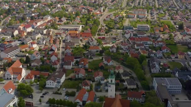 Vista Aérea Cidade Vohringen Alemanha Baviera Dia Ensolarado Primavera Durante — Vídeo de Stock