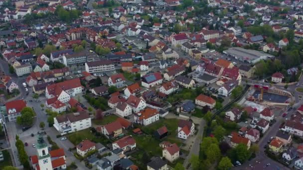 Vista Aérea Cidade Vohringen Alemanha Baviera Dia Ensolarado Primavera Durante — Vídeo de Stock