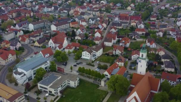 Vue Aérienne Ville Vohringen Allemagne Bavière Par Une Journée Printemps — Video