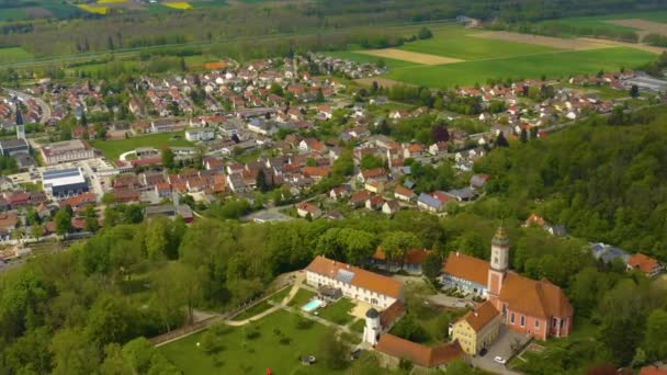 Légi Felvétel Város Altenstadt Iller Kastély Illereichen Németországban Egy Napos — Stock videók