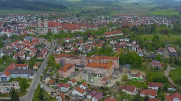 Luchtfoto Van Stad Het Klooster Ottobeuern Duitsland Beieren Een Zonnige — Stockvideo