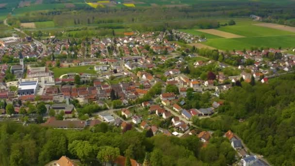 Widok Lotu Ptaka Miasto Altenstadt Iller Zamek Illereichen Niemczech Słoneczny — Wideo stockowe