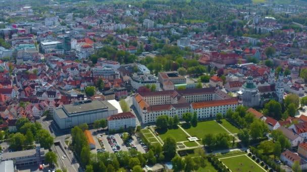 Vista Aérea Cidade Kempten Alemanha Baviera Dia Ensolarado Primavera Durante — Vídeo de Stock