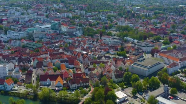 Vista Aérea Cidade Kempten Alemanha Baviera Dia Ensolarado Primavera Durante — Vídeo de Stock