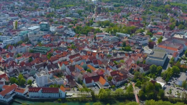 Vista Aérea Cidade Kempten Alemanha Baviera Dia Ensolarado Primavera Durante — Vídeo de Stock