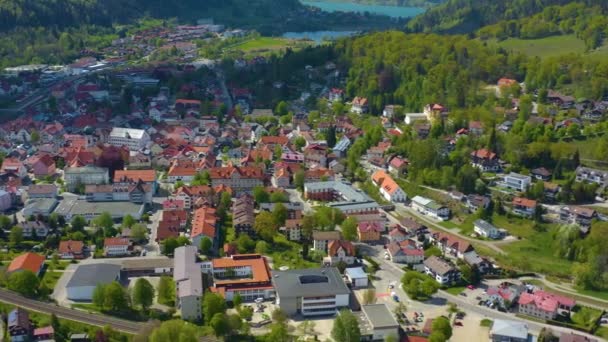 Flygfoto Över Staden Immenstadt Allgau Tyskland Bayern Solig Vårdag Coronavirus — Stockvideo