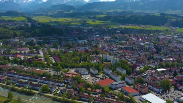 Vue Aérienne Ville Sonthofen Allemagne Bavière Par Une Journée Ensoleillée — Video