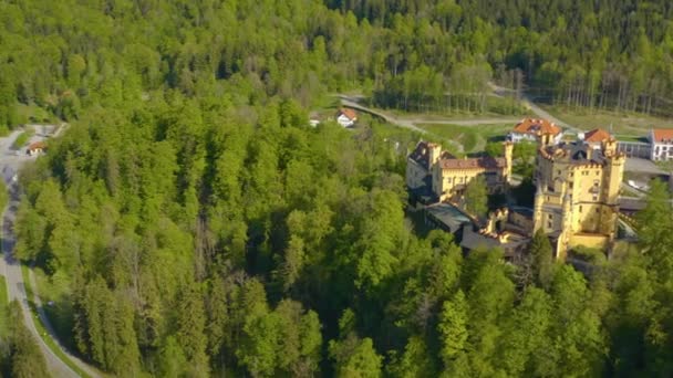 Εναέρια Άποψη Του Κάστρου Hohenschwangau Στη Βαυαρία Κατά Διάρκεια Του — Αρχείο Βίντεο