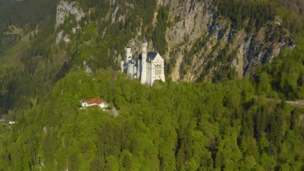 Veduta Aerea Del Castello Neuschwanstein Baviera Durante Isolamento Del Coronavirus — Video Stock