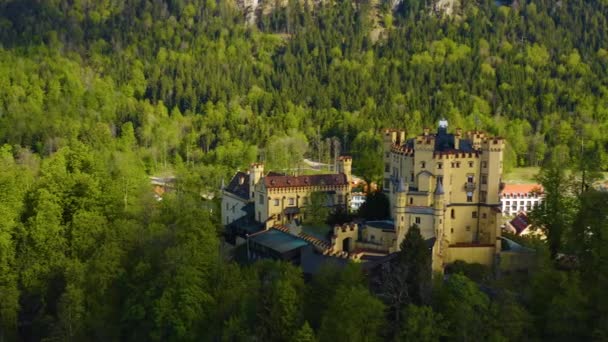 Veduta Aerea Del Castello Neuschwanstein Baviera Durante Isolamento Del Coronavirus — Video Stock