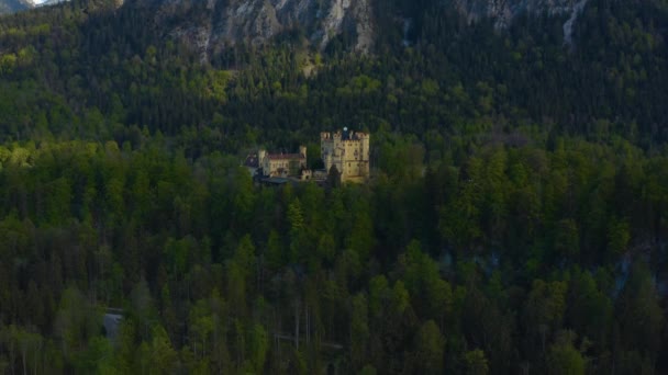 Vue Aérienne Château Neuschwanstein Bavière Pendant Confinement Coronavirus — Video