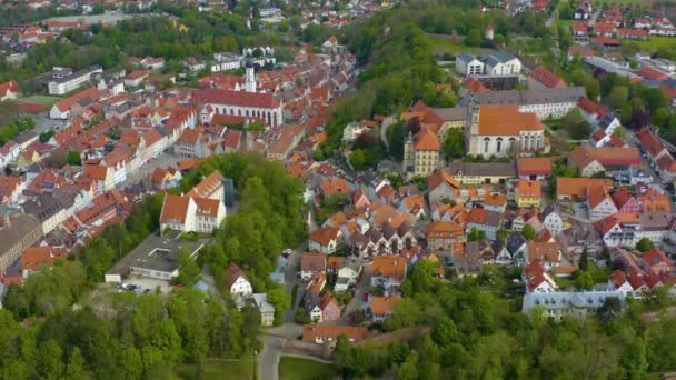 Flygfoto Över Staden Landsberg Lech Tyskland Bayern Solig Vårdag Coronavirus — Stockvideo