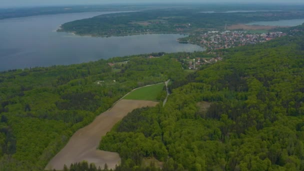 Široký Letecký Pohled Město Herrsching Ammersee Německu Bavorsko Slunečného Jarního — Stock video