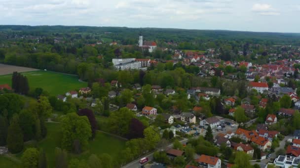 Flygfoto Över Staden Och Klostret Andechs Tyskland Bayern Solig Vårdag — Stockvideo