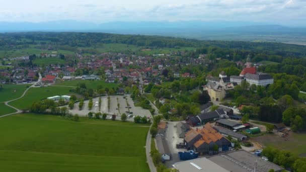 Légi Kilátás Városra Kolostorra Andechs Németországban Bajorországban Egy Napos Tavaszi — Stock videók