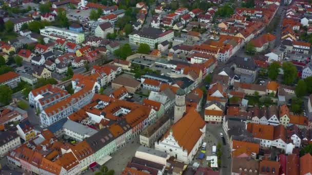 Aerial View City Weilheim Oberbayern Germany Bavaria Cloudy Spring Day — Stock Video