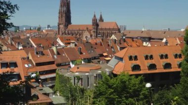 Yazın güneşli bir günde Almanya 'nın Freiburg im Breisgau şehrinde.