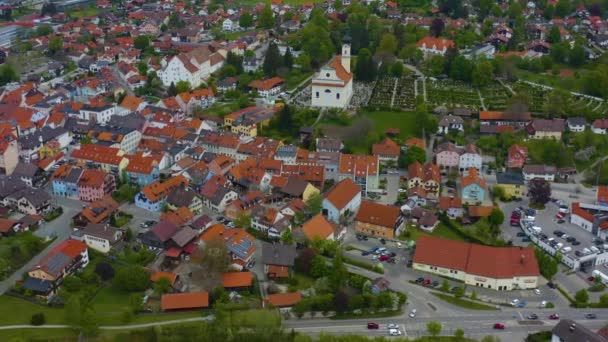 Widok Lotu Ptaka Miasto Murnau Staffelsee Niemczech Bawaria Słoneczny Wiosenny — Wideo stockowe