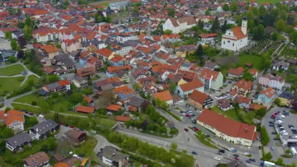 Vista Aérea Ciudad Murnau Staffelsee Alemania Baviera Soleado Día Primavera — Vídeo de stock