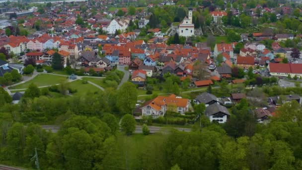 Aerial View City Murnau Staffelsee Germany Bavaria Sunny Spring Day — Stock Video