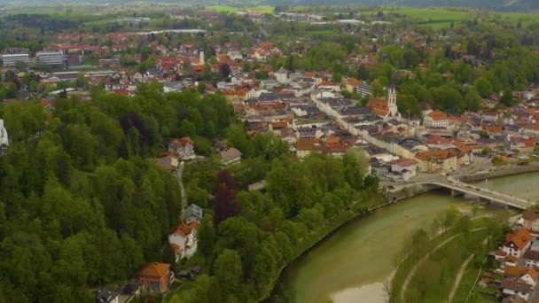 Vista Aerea Della Città Bad Toelz Germania Baviera Una Giornata — Video Stock