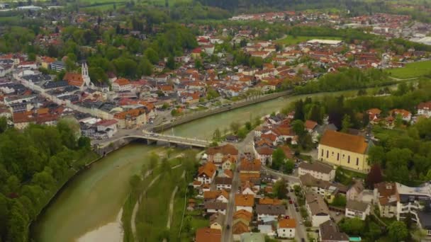 Вид Повітря Місто Баварія Німеччина Сонячний Весняний День Під Час — стокове відео