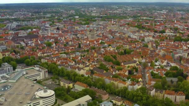 Vista Aérea Cidade Augsburg Alemanha Baviera Dia Ensolarado Primavera Durante — Vídeo de Stock