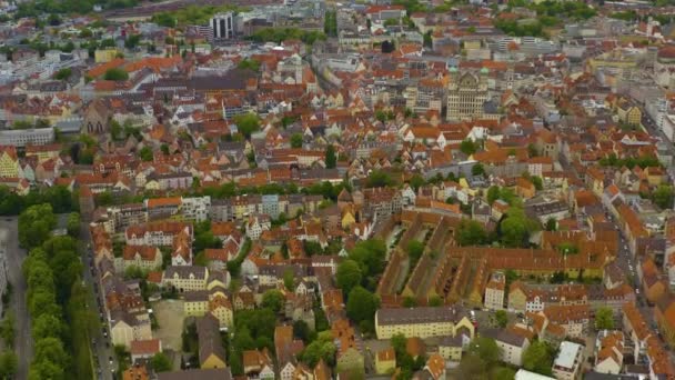 Flygfoto Över Staden Augsburg Tyskland Bayern Solig Vårdag Coronavirus Nedstängning — Stockvideo