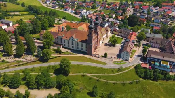 Aerial View Monastery Peter Black Forest Germany Sunny Day Summer — Stock Video