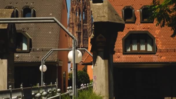 Altstadt Der Stadt Freiburg Breisgau Einem Sonnigen Sommertag — Stockvideo