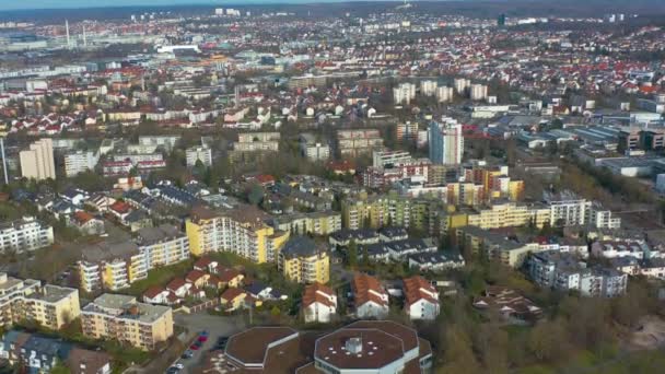 Aerial View City Boeblingen Germany Sunny Autumn — Stock Video
