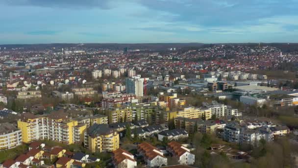 Vista Aérea Ciudad Boeblingen Alemania Una Soleada Otoño — Vídeos de Stock